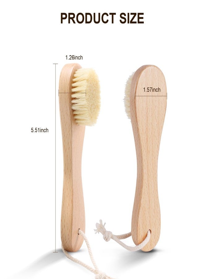 DEBETOOL Wooden Face Dry Brush with Natural Boar Bristle 2-Pack Exfoliating Facial Dry Brush with Hanging Rope - Gentle for Face & Body Cleaning - Image 2